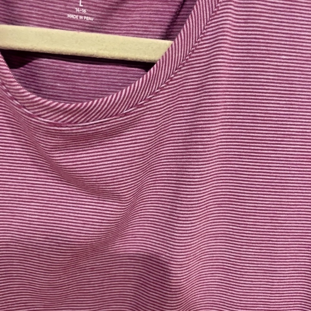 Size Large Lands End Pink and White thin Striped Tunic - Picture 5 of 6